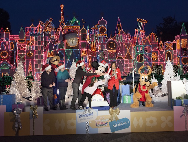 The Disneyland Resort launched its Holiday season with a ceremonial lighting of “it’s a small world” Holiday on Nov. 13.  The Gallardo family, whose daughter Maya, 13, has been treated at cancer research hospital, City of Hope, had the honor of turning on the lights.  The Gallardo Family is from La Habra in Orange County. Siemens is the corporate sponsor of the “it’s a small world” attraction. From Nov. 13, 2014 - Jan 6, 2015, the season shines more brightly than ever at the Anaheim, Calif., resort with sparkling décor, the “Believe ... in Holiday Magic” fireworks spectacular, and a nightly snowfall on Main Street, U.S.A. New this year, Anna and Elsa from “Frozen” join “A Christmas Fantasy” parade. The holiday experiences also include the madcap celebration of Haunted Mansion Holiday at Disneyland park, the breathtaking “World of Color – Winter Dreams” holiday spectacular and the festive “Disney ¡Viva Navidad!” at Disney California Adventure park. 